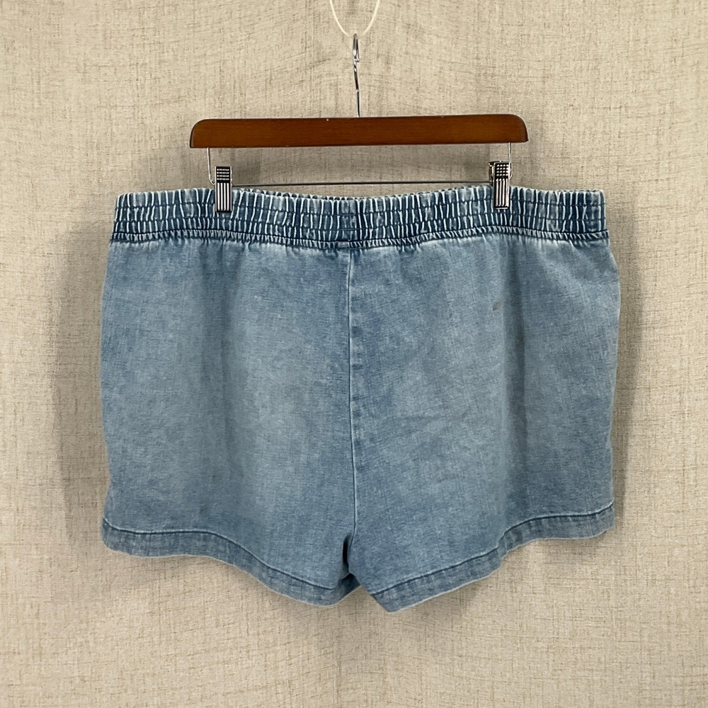 Aerie Shorts Womens XXL Blue Smocked Waist Zipper Pocket Boho Festival Relaxed - Picture 2 of 9